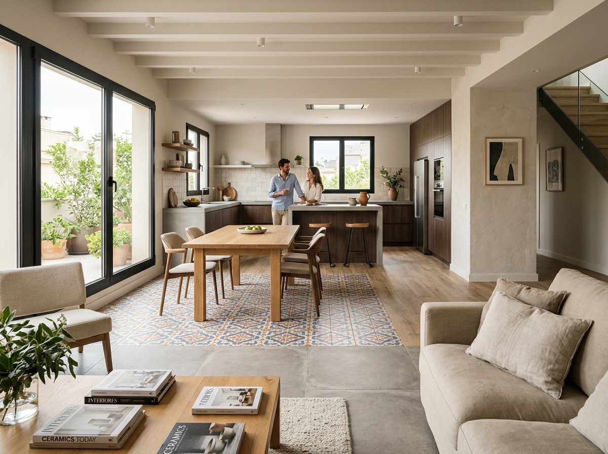 Combinación de azulejos para crear microambientes en una vivienda